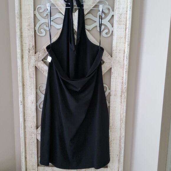 bp Nordstrom Women's Plus Halter Organic Cotton Mini Dress in Black - Picture 3 of 6